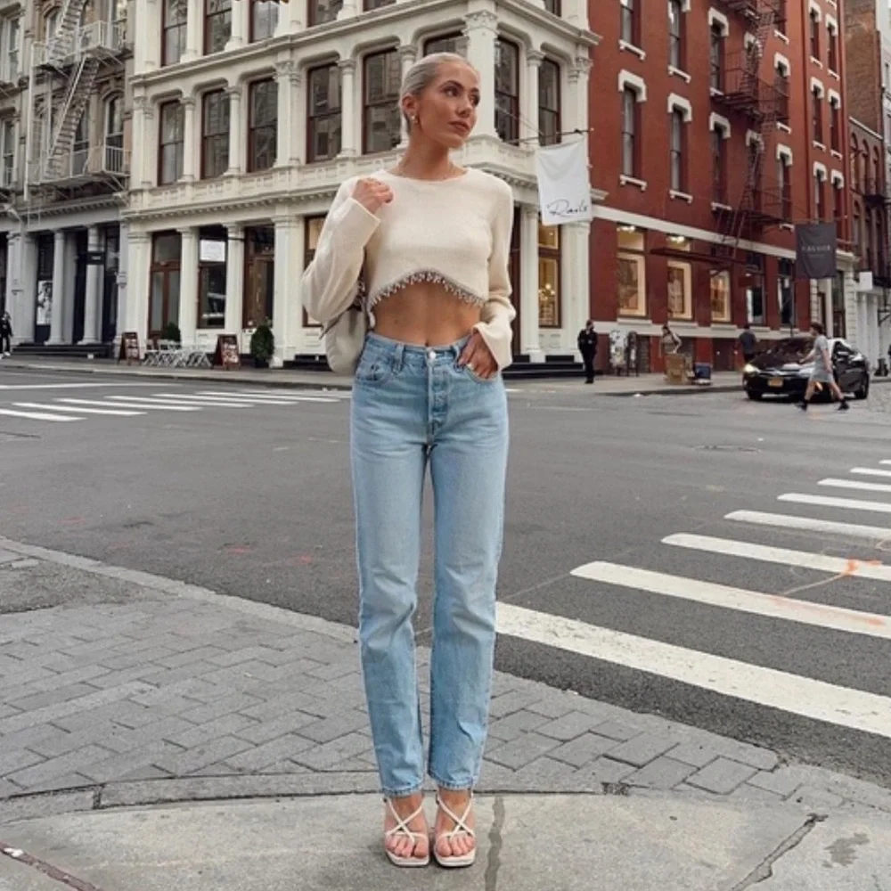 Zara SOFT SWEATSHIRT WITH RHINESTONES Pullover Cropped